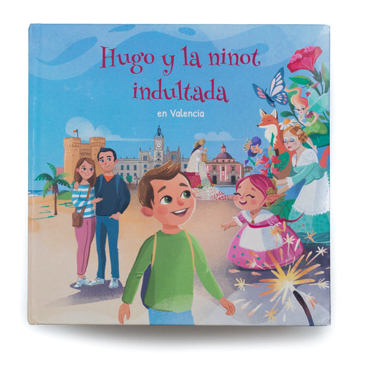 Hugo y la ninot indultada. En Valencia